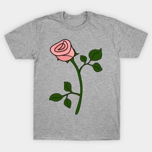 Single Pink Rose - simple illustration T-Shirt